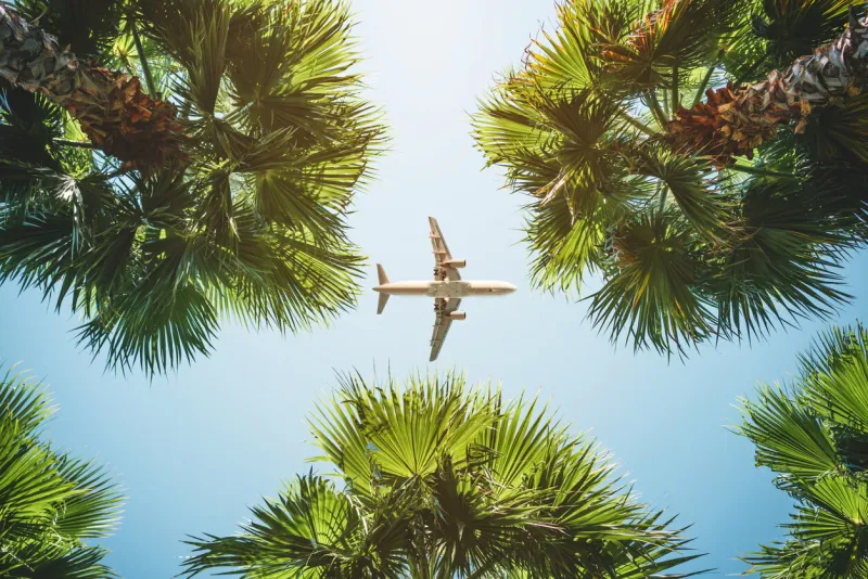 airplane flight tropical vacations
