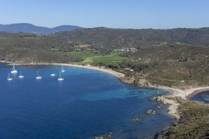 la briande beach in la croix-valmer, france, europe, taken by drone