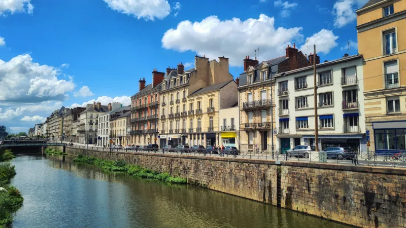 embankment of river vilaine in rennes, brittany, france