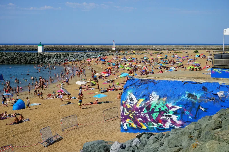 anglet, basque country, france, summer 2019  barre beach