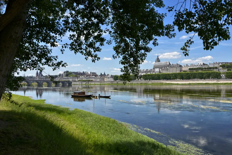 edge of the loire at blois, a commune and the capital city of loir-et-cher department in centre-val de loire, france,situated on the banks of the lower river loire between orléans and tours