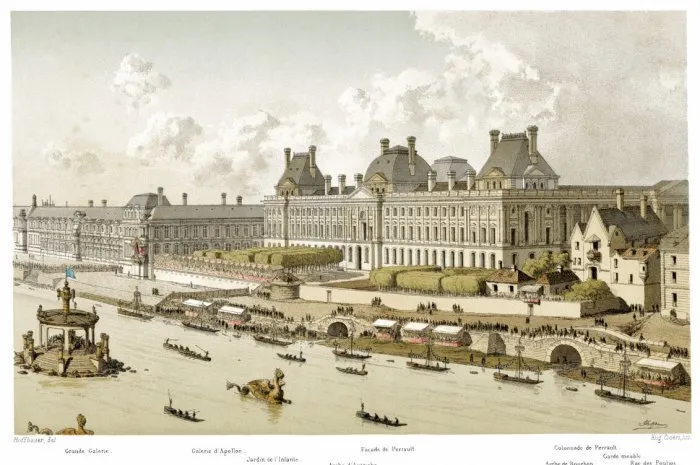 the louvre, under louis xv in 1739 by paris through the ages