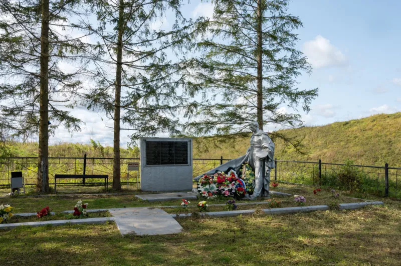 staritsa, tver region   russian federation - september 20, 2020mass grave of soviet soldiers no 15 at the settlement