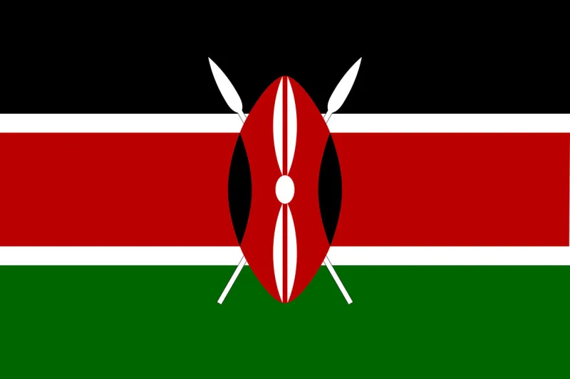 kenya flag with official colors and the aspect ratio of 2 3 flat vector illustration
