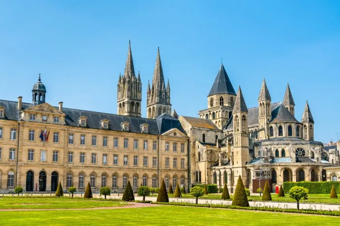 the city hall and the abbey of saint-etienne in caen - normandy, france