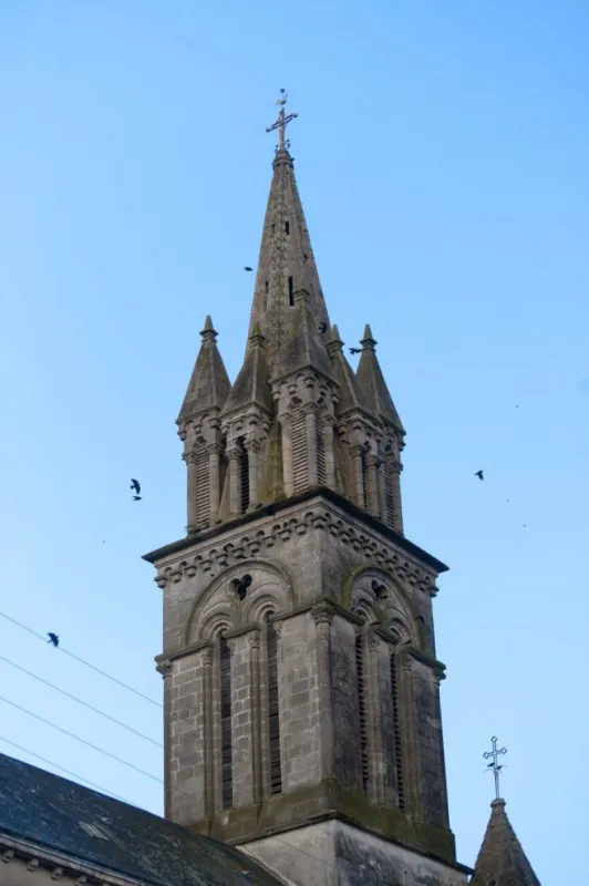 gorron (mayenne, pays de la loire, france) - belfry of the ancient church