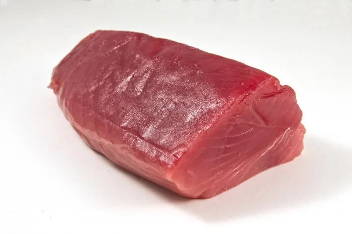 tuna fillet, white background