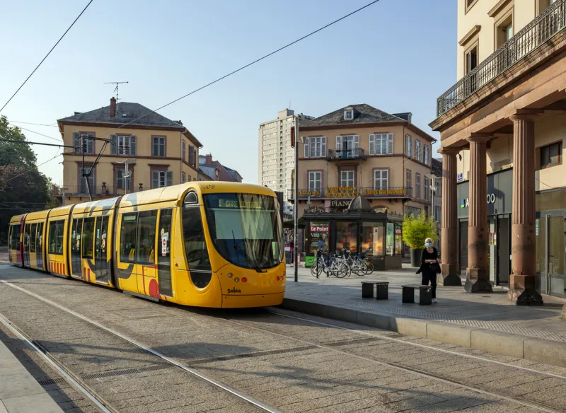 tramway in mulhouse city, france