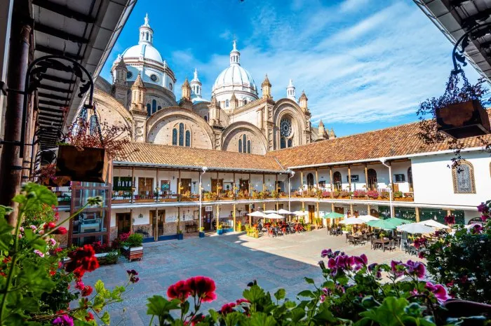 cuenca, ecuador 12th september, 2022  views of inmaculate conception cathedral, the most famous in cuenca, ecuador
