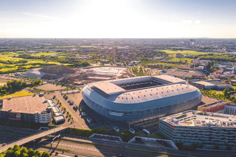 lille, france - june 2021  stade pierre-mauroy, home stadium for lille osc