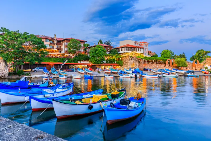 nessebar (nesebar), bulgaria the ancient city of nessebar, fishing harbor black sea coast, burgas