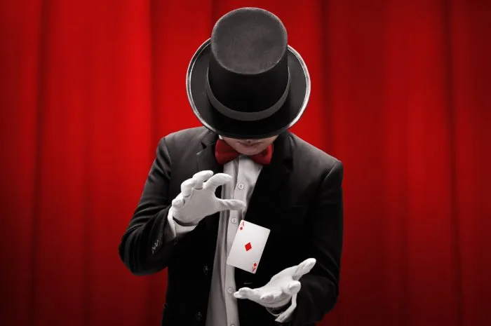 magician hands showing magic trick