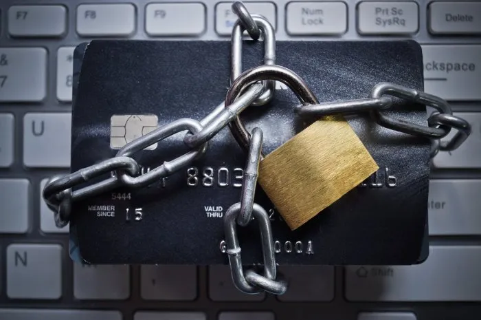 chained credit cards - credit card data encryption protection concept