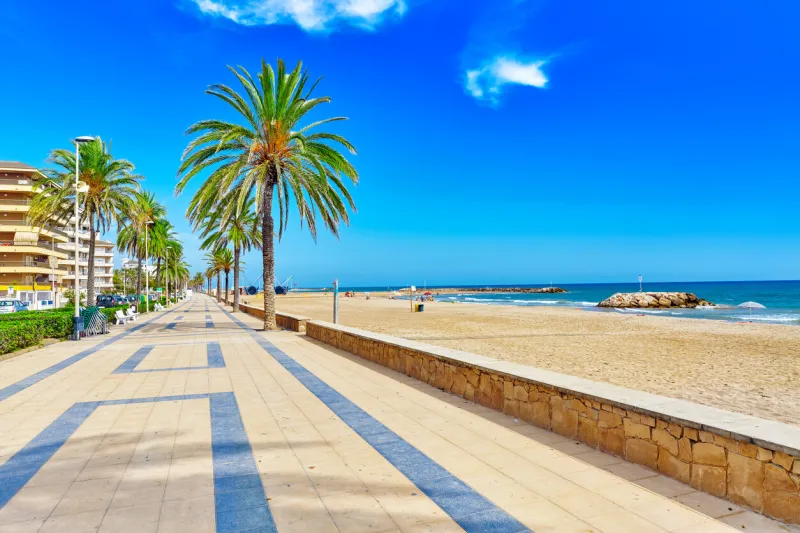 seafront, beach,coast in spain suburb of barcelona, catalonia