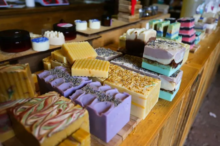 block of handmade soaps ready to use