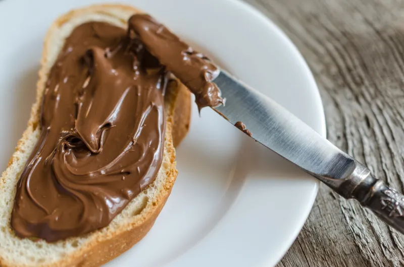 slice of bread with chocolate cream