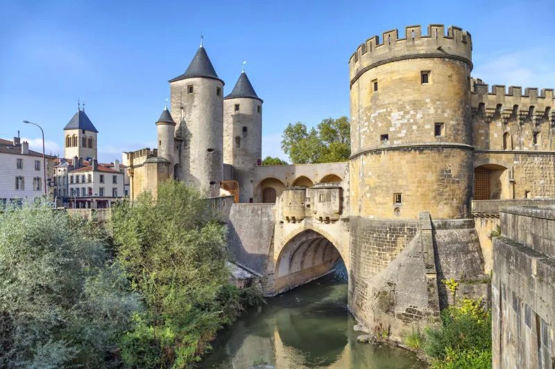 metz, france the germans gate from the 13th century, one of the last fortified bridges found in france