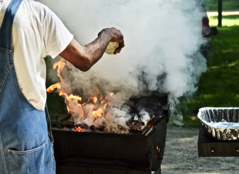smoke fumes from charcoal grill