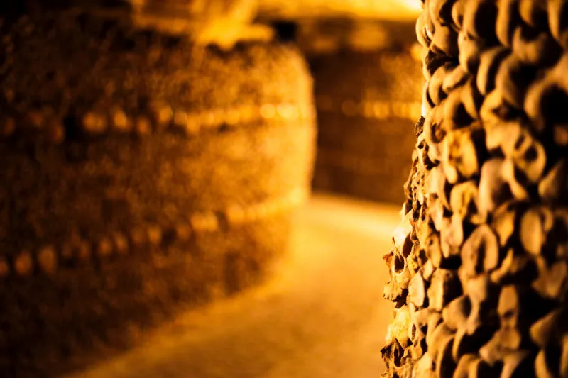 stacks of bones, catacombs, paris france