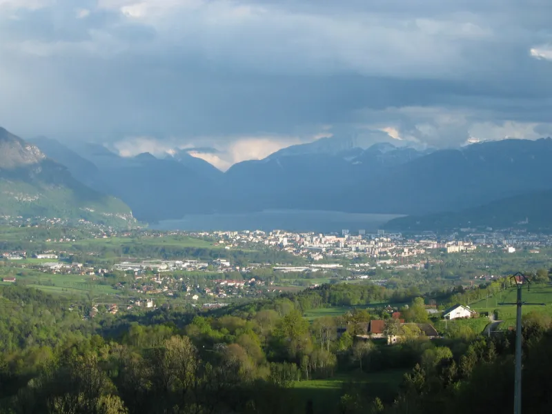 annecy city and lake after the thunderstorm