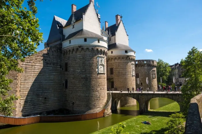 nantes, france - may 12, 2019  the main entrance of castle of the dukes of brittany in nantes the castle now houses the nantes history museum