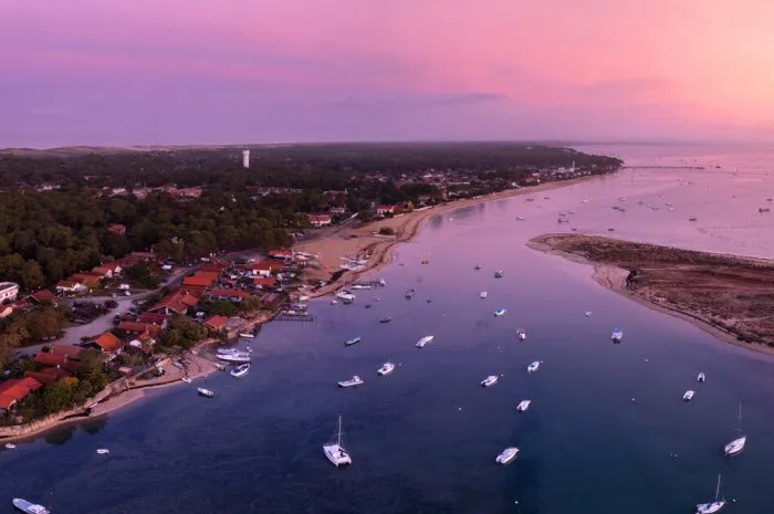 aerial photo of cape feret at sunrise