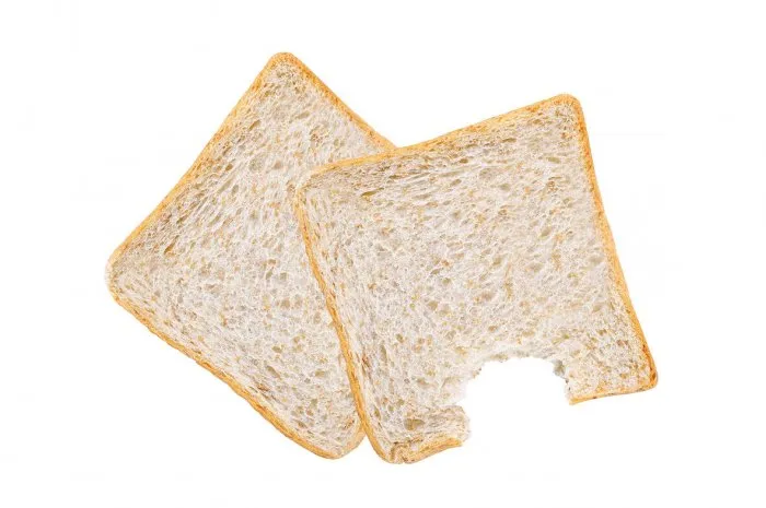 sliced bread isolated on white background top view