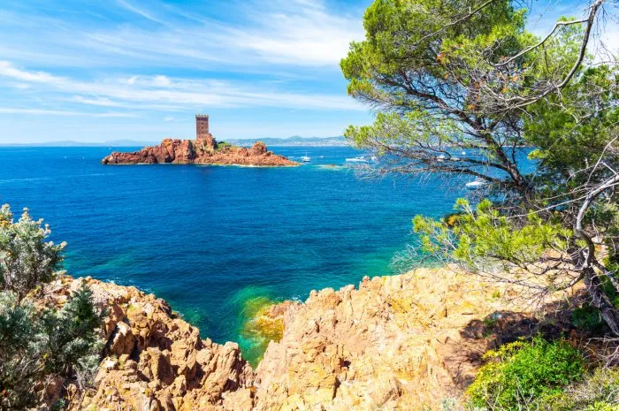 beautiful coast in frejus on french riviera, france