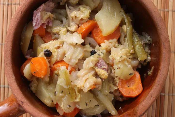 hotpot pork meat various vegetables french cuisine