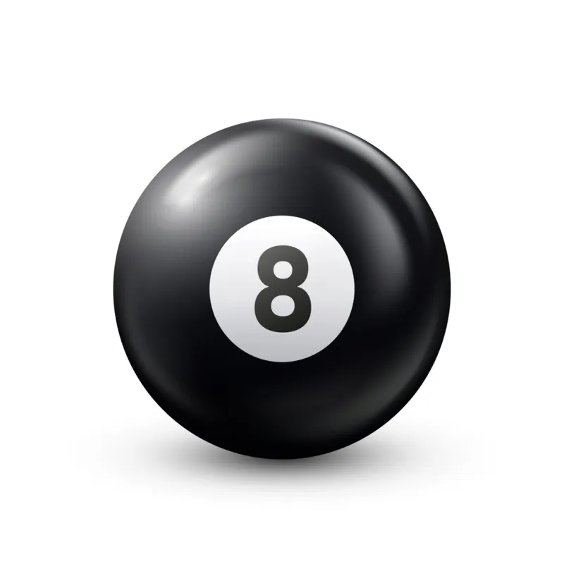 billiard, black pool ball with number 8 snooker or lottery ball on white backgroundvector illustration