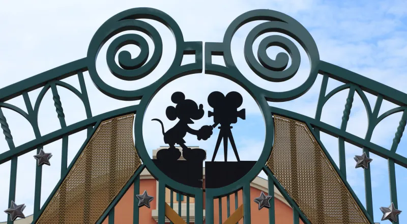 paris,france,july 10th 2010 detail of the entrance gate in walt disney studios in paris