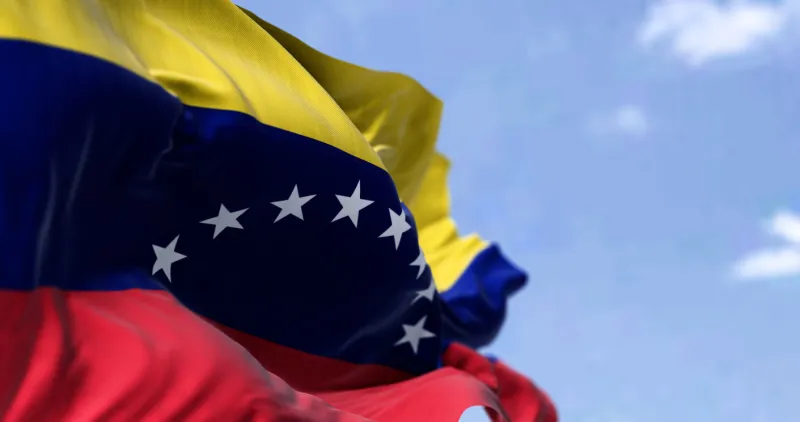 detail of the national flag of venezuela waving in the wind on a clear day democracy and politics patriotism selective focus south american country seamless slow motion