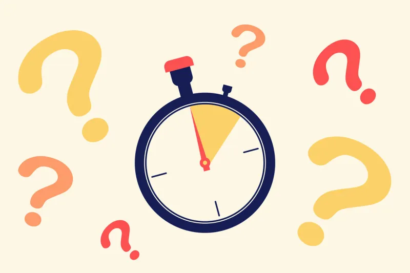 quiz background chronometer and quiestions marks educational platform learning games, with questions on time