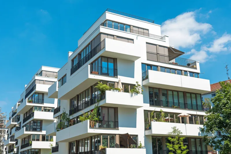 white modern apartment house seen in berlin, germany