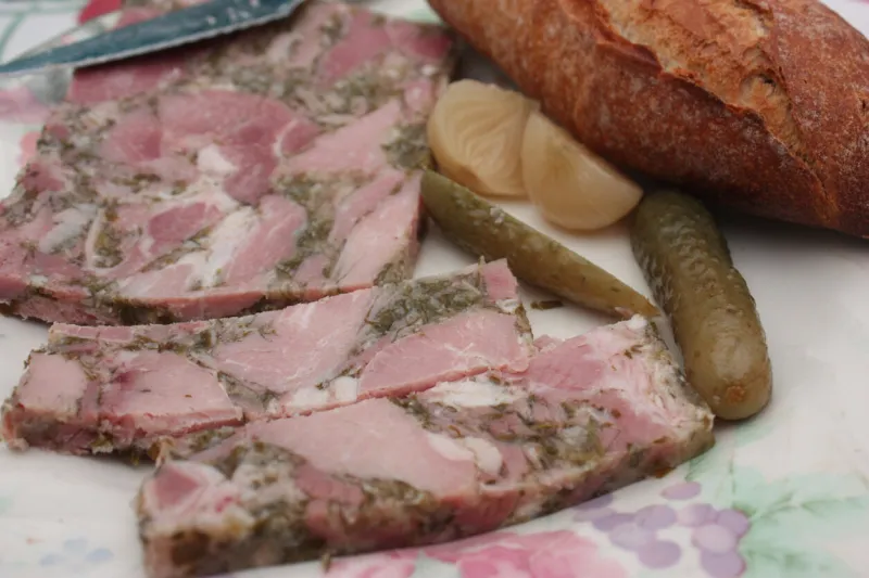 ham with parsley burgundy france sandwich with french baguette