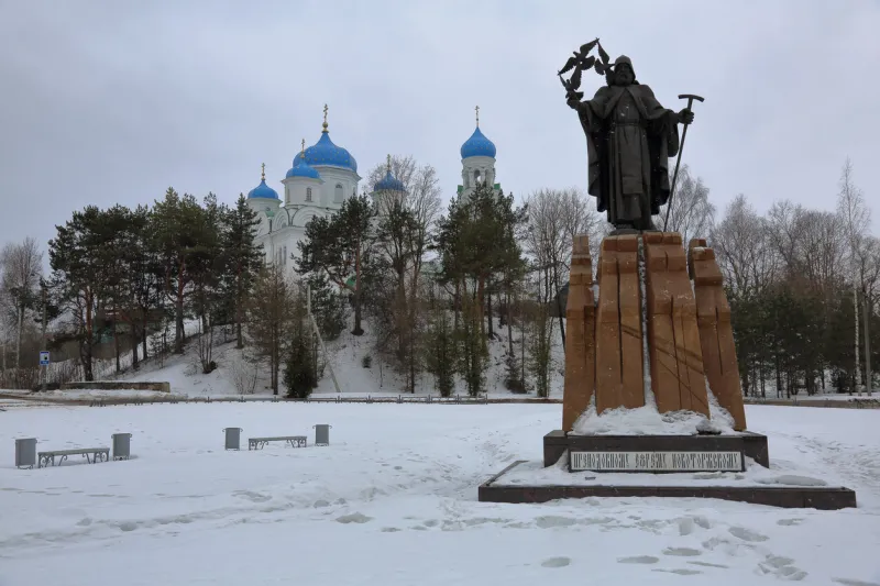 torzhok, russia - march 15, 2019  exterior of the annunciation temple built in