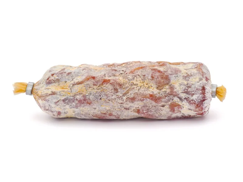 salami is a cured sausage consisting of fermented and air-dried meat, typically pork
