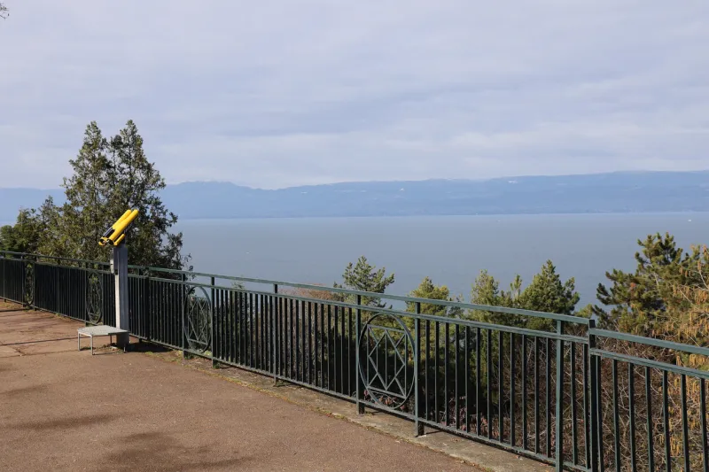 lake geneva, seen from the village of thonon, town of thonon les bains, haute savoie department, france