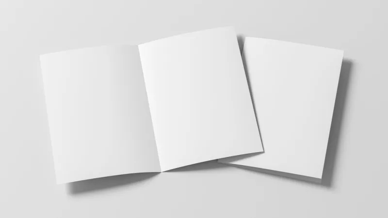 half-folded flyer a4 booklet mock up on white background 3d illustration