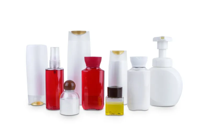 collection of various beauty cosmetic hygiene containers plastic bottle with body moisturising isolated on white background with clipping path