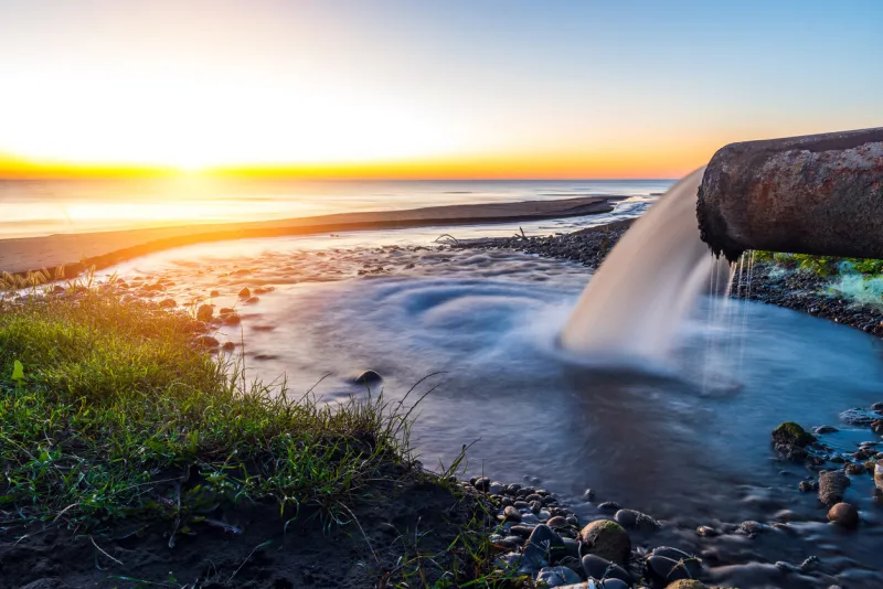 discharge of dirty waste water into the sea