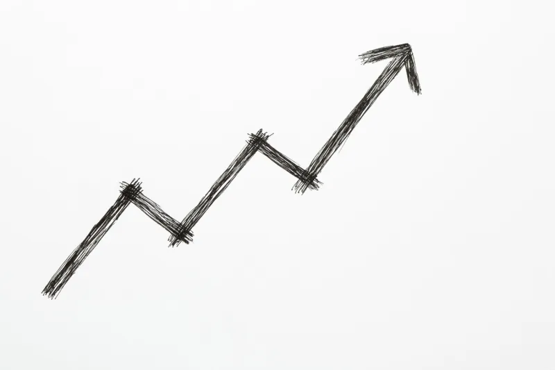 rating word with growth arrow on white background business concept