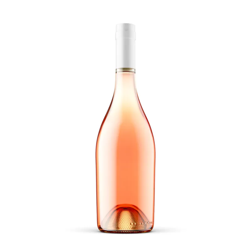 3d illustration a bottle of rose wine is on the table mockup, 3d render