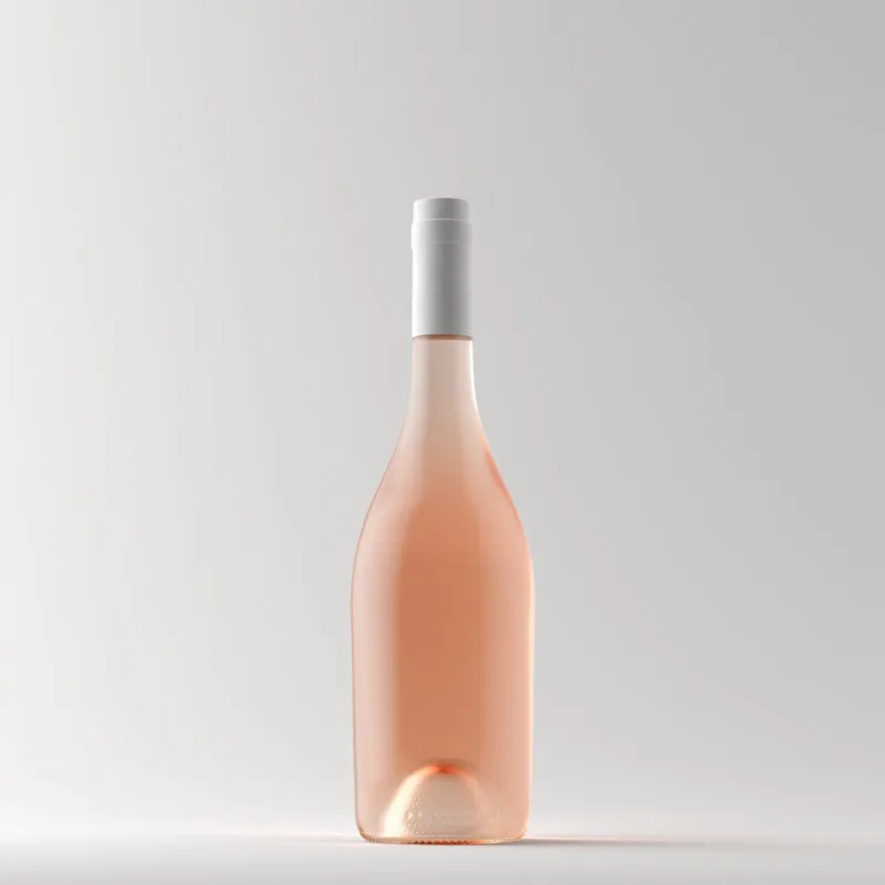 3d illustration a bottle of rose wine is on the table mockup, 3d render