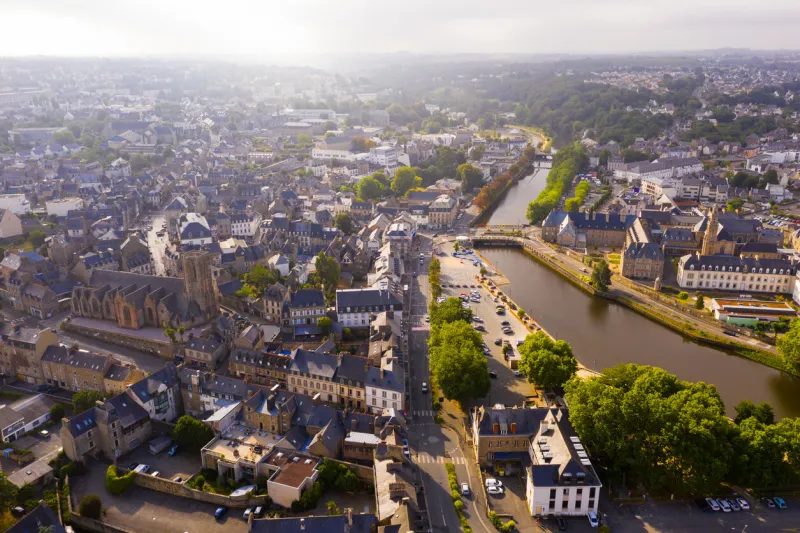 top view of the city of lannion brittany france