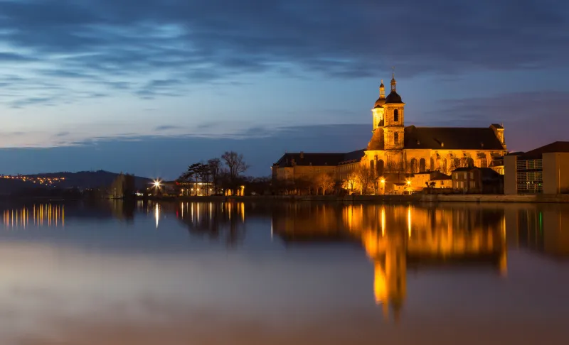 former premonstratensian abbey in pont a mousson france at night
