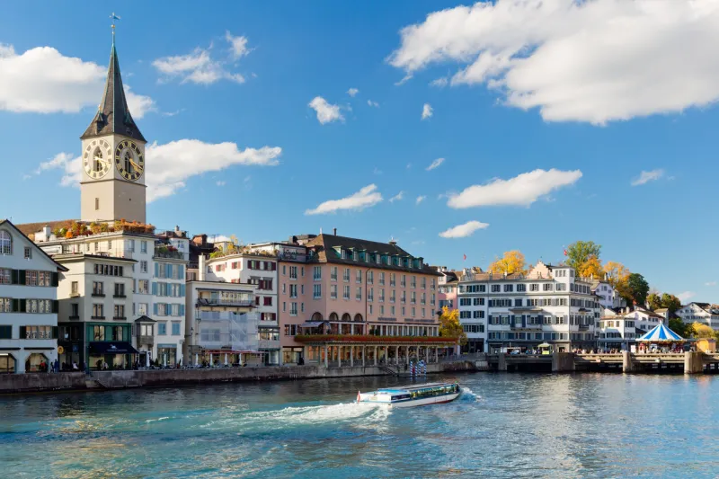 zurich old town and lake zurich, switzerland