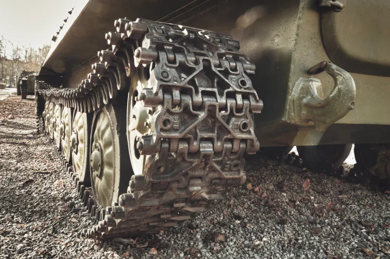 russian military tank tracks close up view