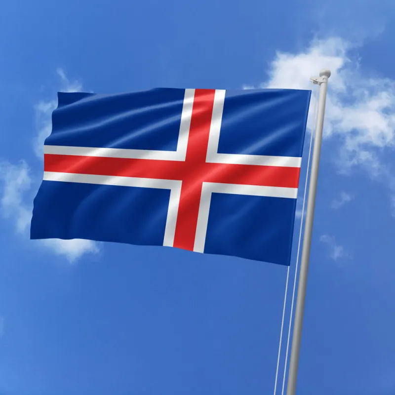 3d illustration flag of iceland iceland flag isolated on the blue sky with clipping path