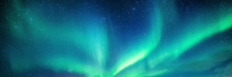 panorama of aurora borealis, northern lights with starry in the night sky